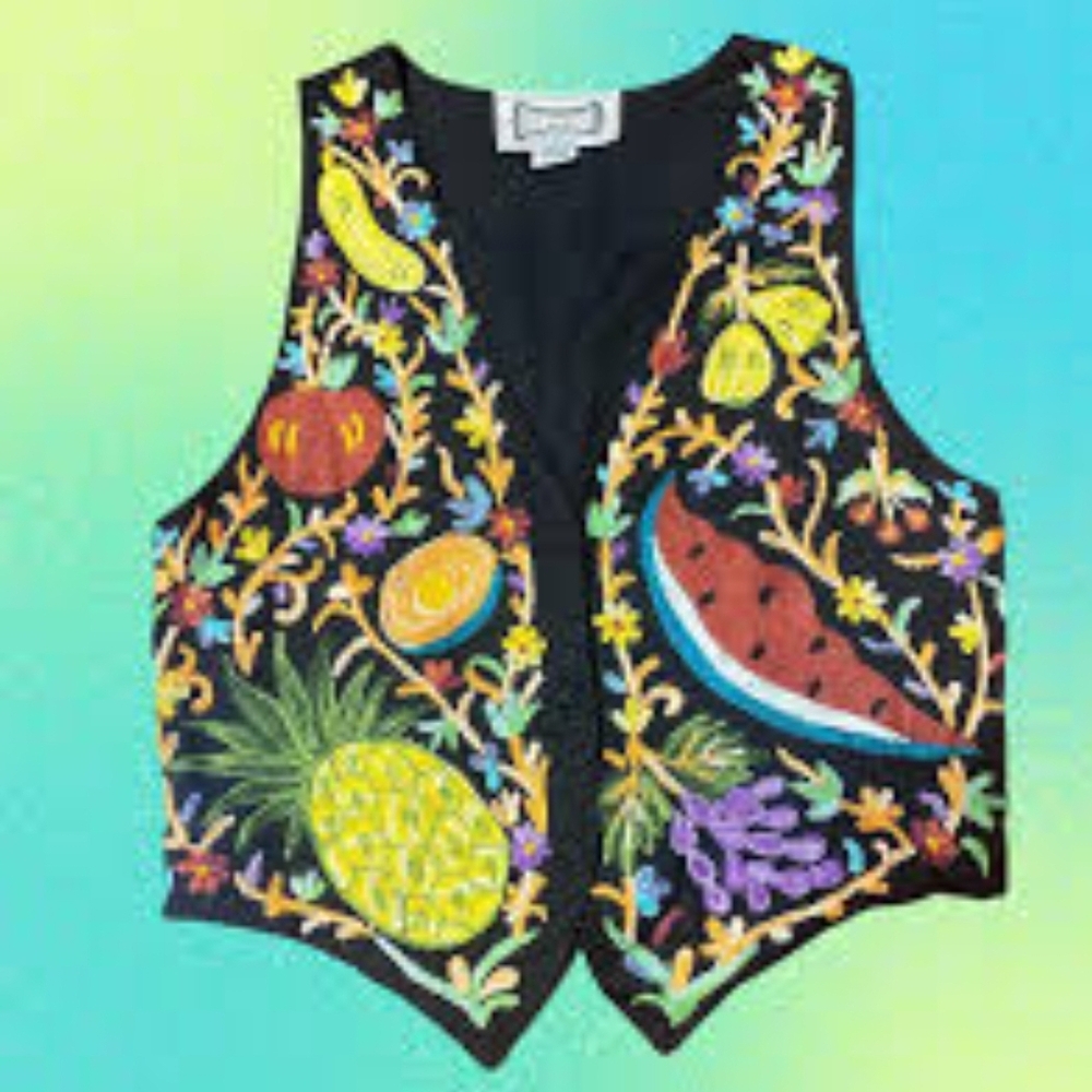 Westbound Black Vest with Colorful Embroidery - Picture 2 of 4